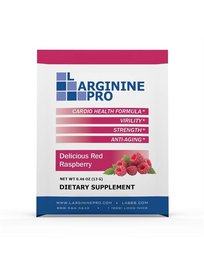 Supplement ON-The-GO Single Serve Travel Packets - 5,500mg of L-arginine Plus 1,100mg L-Citrulline (2 Bags (60 Packets), Raspberry)