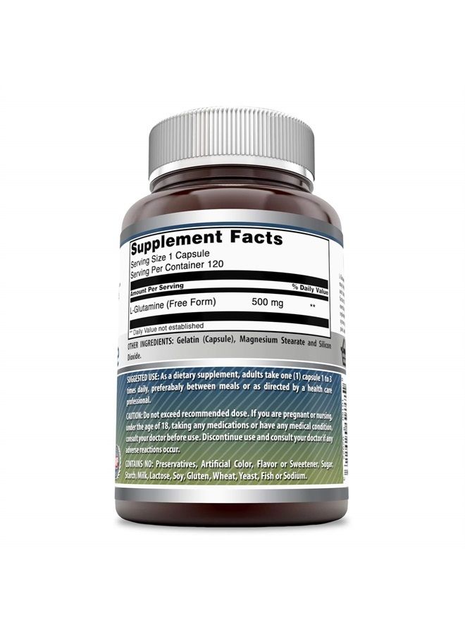 Amazing Formulas L-Glutamine 500mg 120 Capsules Supplement | Non-GMO | Gluten Free | Made in USA