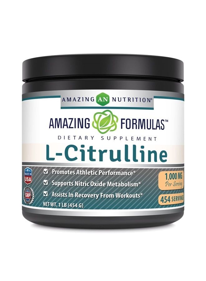 Amazing Formulas L Citrulline Dietary Supplement (Non-GMO, Gluten Free) - Promotes Healthy Circulation & Cardiovascular Health - Enhances Endurance (1 Lb Powder)