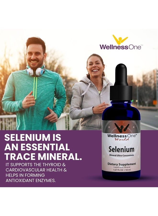 Selenium Supplement - Selenium Drops for Heart Health & Thyroid Support - Essential Trace Minerals that Boost Immunity & Help Form Antioxidant Enzymes - Good for Kids, Men & Women - 1.67fl