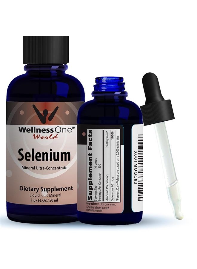 Selenium Supplement - Selenium Drops for Heart Health & Thyroid Support - Essential Trace Minerals that Boost Immunity & Help Form Antioxidant Enzymes - Good for Kids, Men & Women - 1.67fl