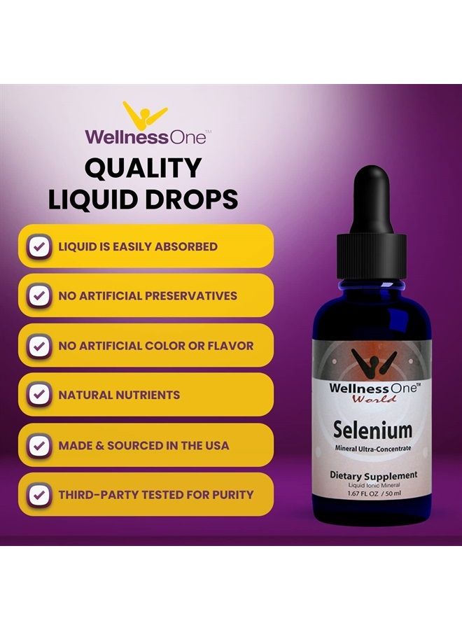 Selenium Supplement - Selenium Drops for Heart Health & Thyroid Support - Essential Trace Minerals that Boost Immunity & Help Form Antioxidant Enzymes - Good for Kids, Men & Women - 1.67fl