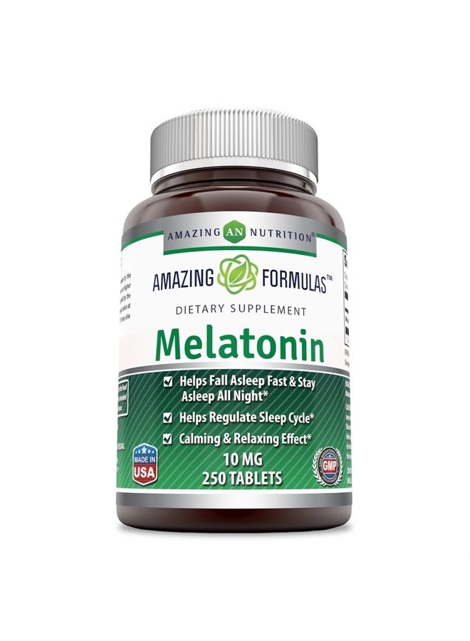 Amazing Formulas Melatonin 10mg Tablets Supplement | Helps Regulate Sleep Cycle | Non GMO | Gluten Free | Made in USA (250 Count)