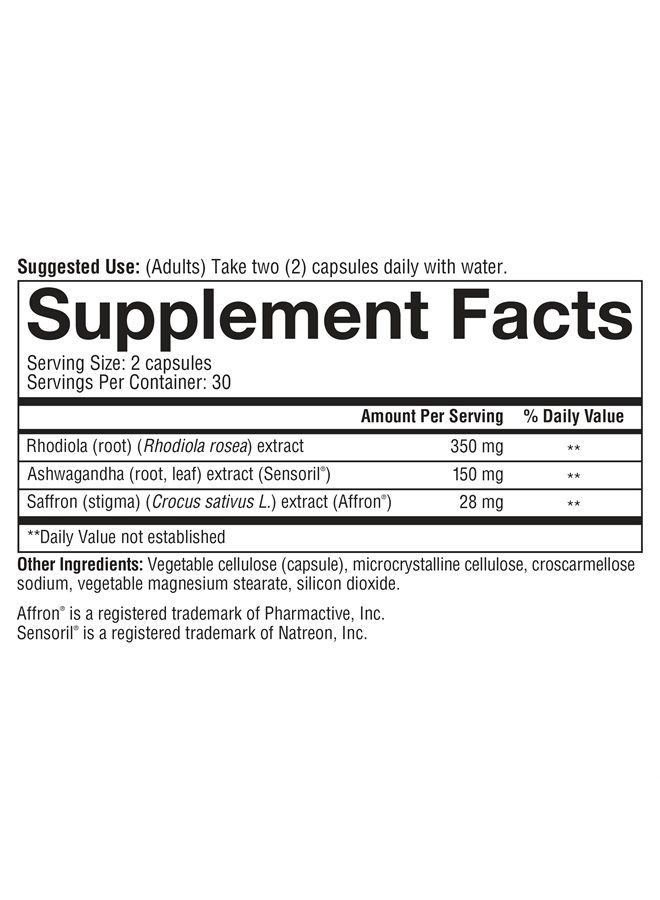 Saffron Advanced with Rhodiola, 60 Count