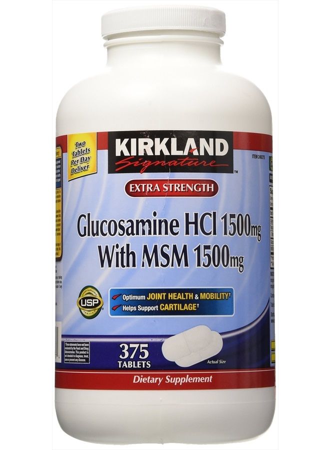 Extra Strength Glucosamine HCI 1500mg With MSM 1500 mg 375 Tablets (Pack of 2)