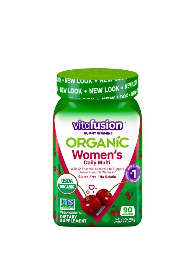 Organic Women's Gummy Multivitamin, 90 Count - Non-GMO, Gluten-Free, No Gelatin, No HFCS