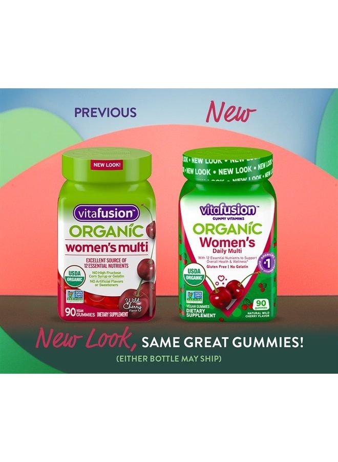 Organic Women's Gummy Multivitamin, 90 Count - Non-GMO, Gluten-Free, No Gelatin, No HFCS