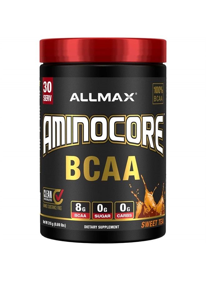 AMINOCORE BCAA Powder, 8.18 Grams of Amino Acids, Intra and Post Workout Recovery Drink, Gluten Free (Sweet Tea, 315 Grams)