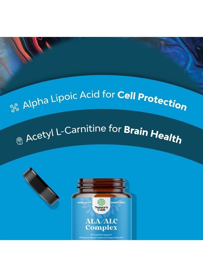 ALC and Alpha Lipoic Acid Supplements - Acetyl l-carnitine Alpha Lipoic Acid Antioxidant Supplement - Essential Fatty Acids for Skin Care Health AMPK Activator and Metabolism Booster for Weight Loss