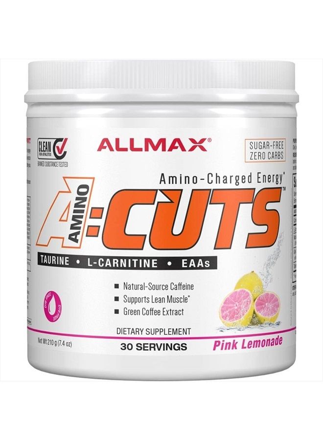 AMINOCUTS (ACUTS), Amino-Charged Energy Drink with Taurine, L-Carnitine, Green Coffee Bean Extract, Pink Lemonade, 30 Servings