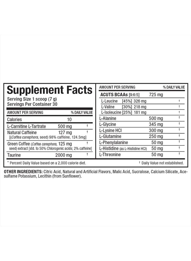 AMINOCUTS (ACUTS), Amino-Charged Energy Drink with Taurine, L-Carnitine, Green Coffee Bean Extract, Grape Escape, 30 Servings