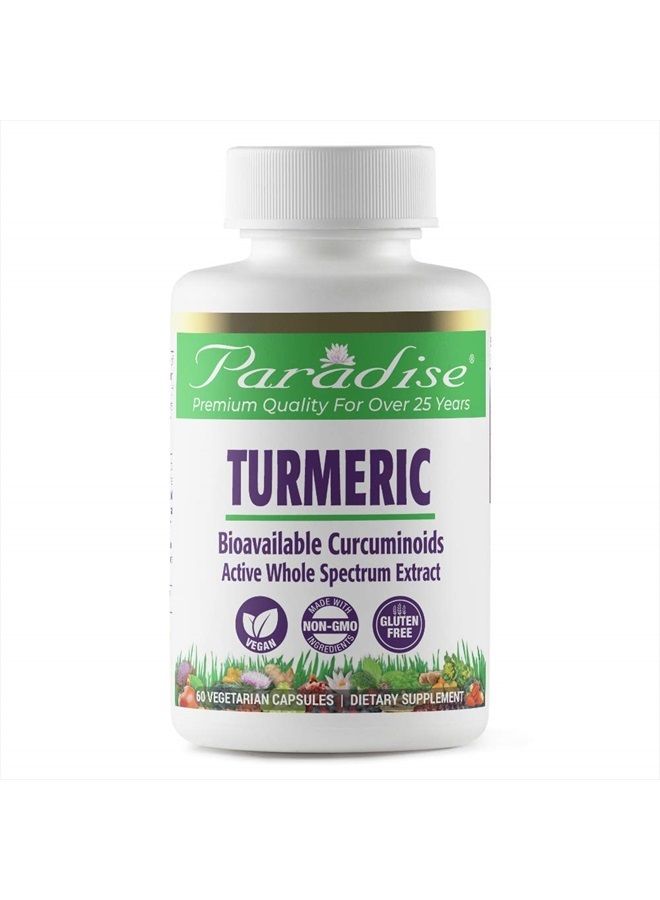 Paradise Organic Turmeric Rhizome Extract, Active Whole Spectrum Extract, 60 Vegetarian Capsules