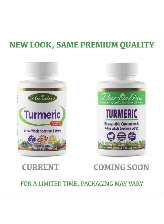 Paradise Organic Turmeric Rhizome Extract, Active Whole Spectrum Extract, 60 Vegetarian Capsules