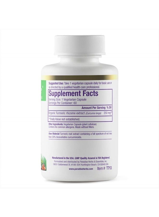 Paradise Organic Turmeric Rhizome Extract, Active Whole Spectrum Extract, 60 Vegetarian Capsules