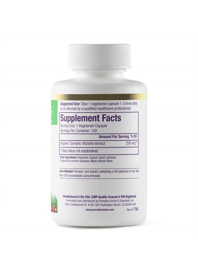 Paradise Organic Turmeric Rhizome Extract, Active Whole Spectrum Extract, 120 Vegetarian Capsules