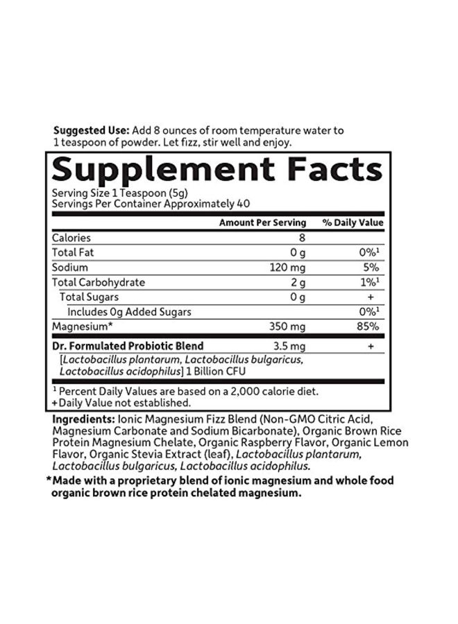 Dr. Formulated Whole Food Magnesium Whole Food Dietary Supplement For Anti-Stress, Calm And Regularity Raspberry Lemon