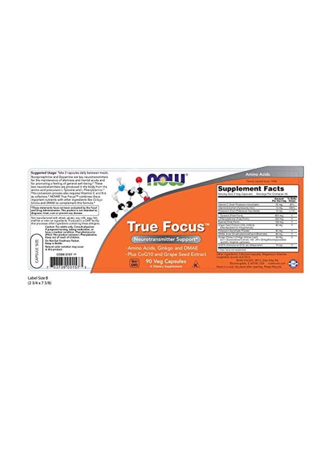 True Focus Neutrotransmitter Support Dietary Supplement- 90 Capsules