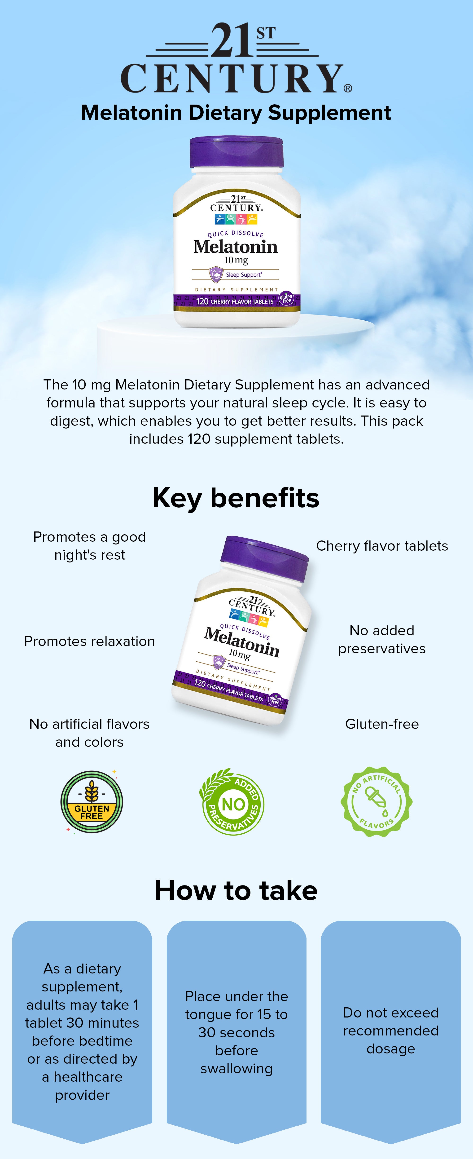 Melatonin Dietary Supplement 10 Mg 120 Count