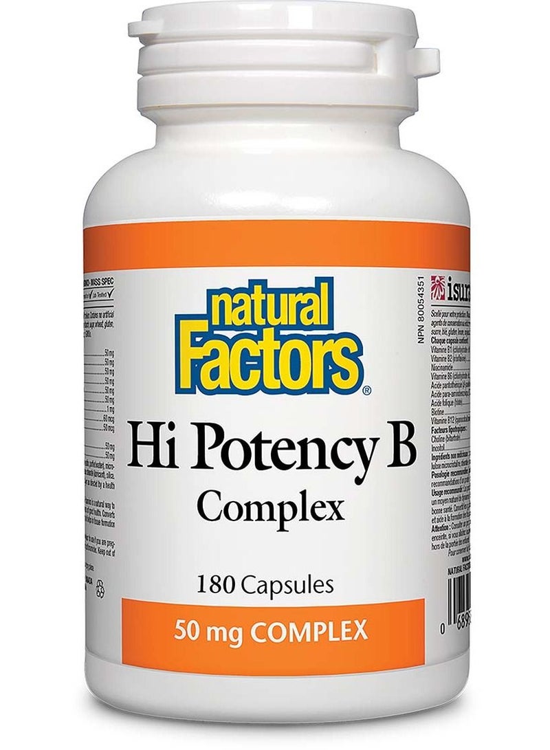 Natural Factors Hi Potency B Complex, 50 mg, 180 Capsules