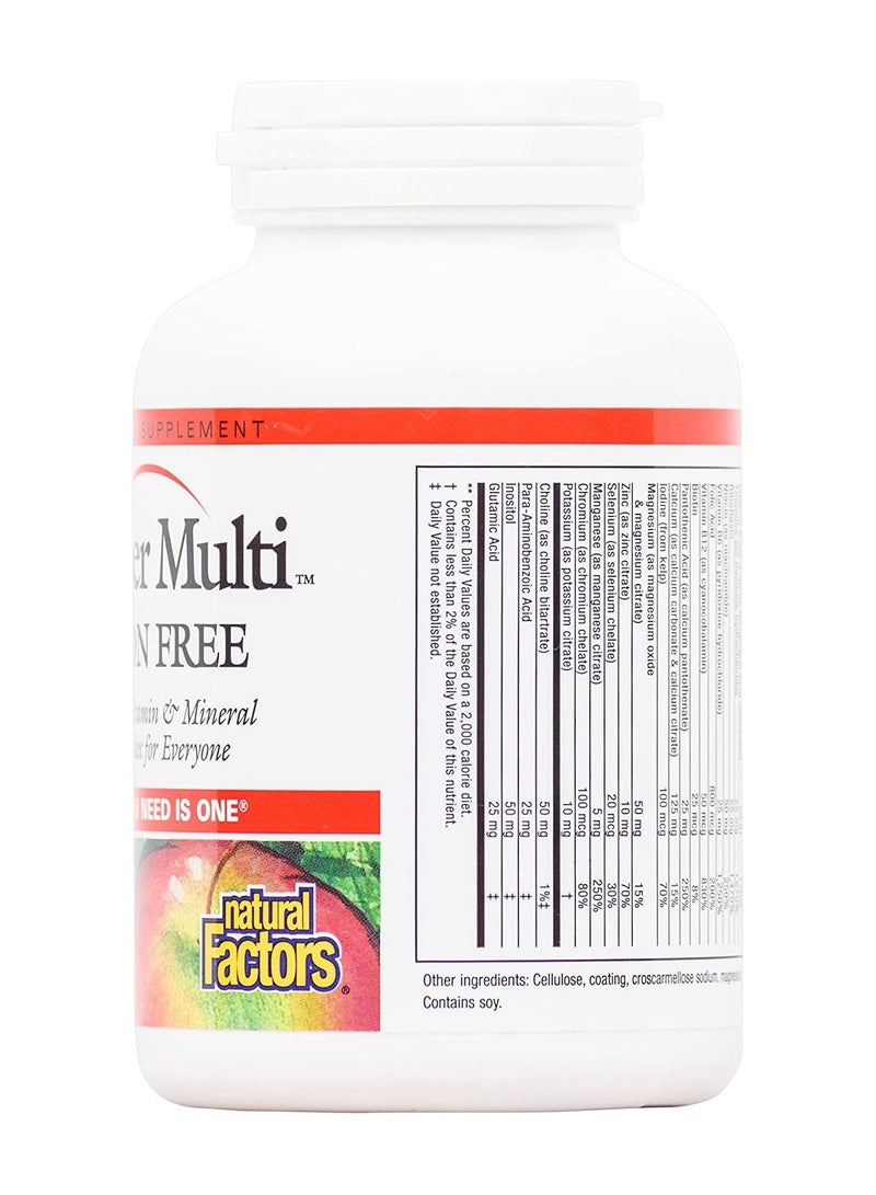 Natural Factors, Super Multi, Iron Free Daily Multivitamin and Mineral Support, 90 tablets (90 servings)