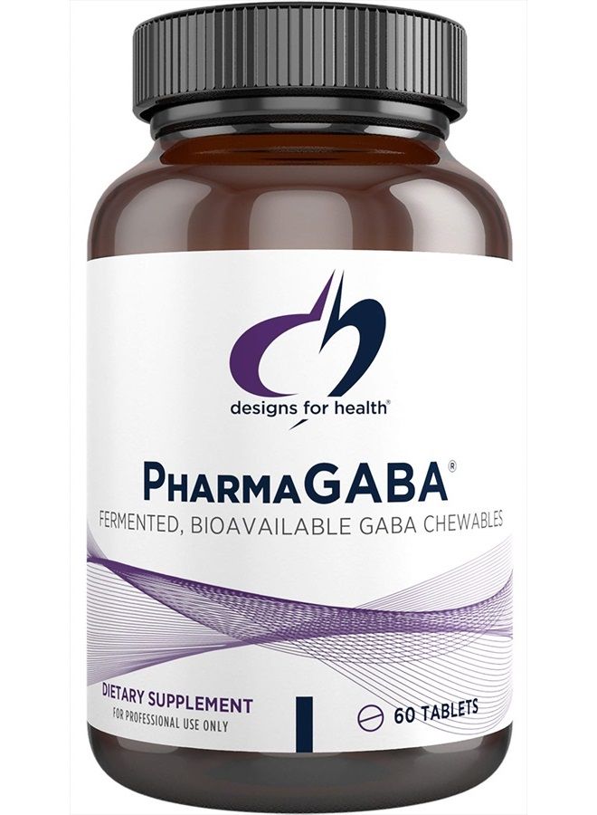 Designs for Health Chewable GABA - 200mg PharmaGABA Chewables, Fermented + Bioavailable GABA Supplement to Support Calm - Non-GMO + Gluten Free (60 Tablets)