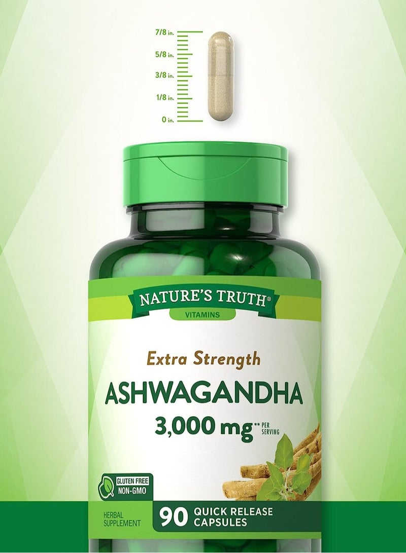 Extra Strength Ashwagandha, 3,000 mg, 90 Quick Release Capsules (1,500 mg per Capsule)