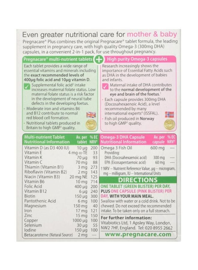 Pregnacare Plus Omega 3 - 56 Tablets