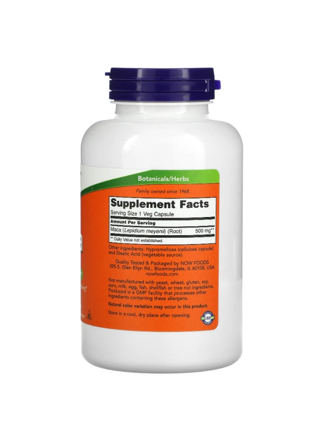 Maca Dietary Supplement - 250 Veg Capsules 500 Mg