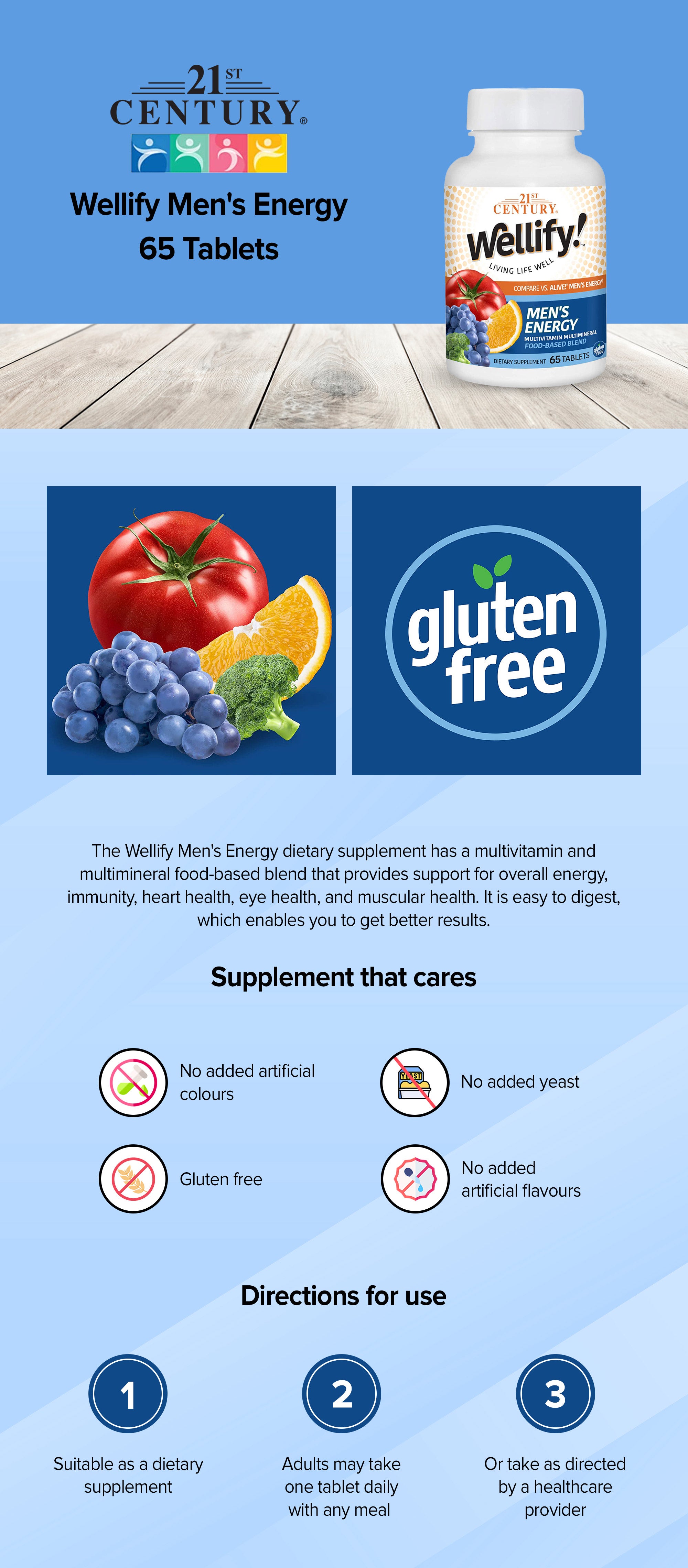 Wellify! Energy Multivitamin Multimineral Dietary Supplement - 65 Tablets
