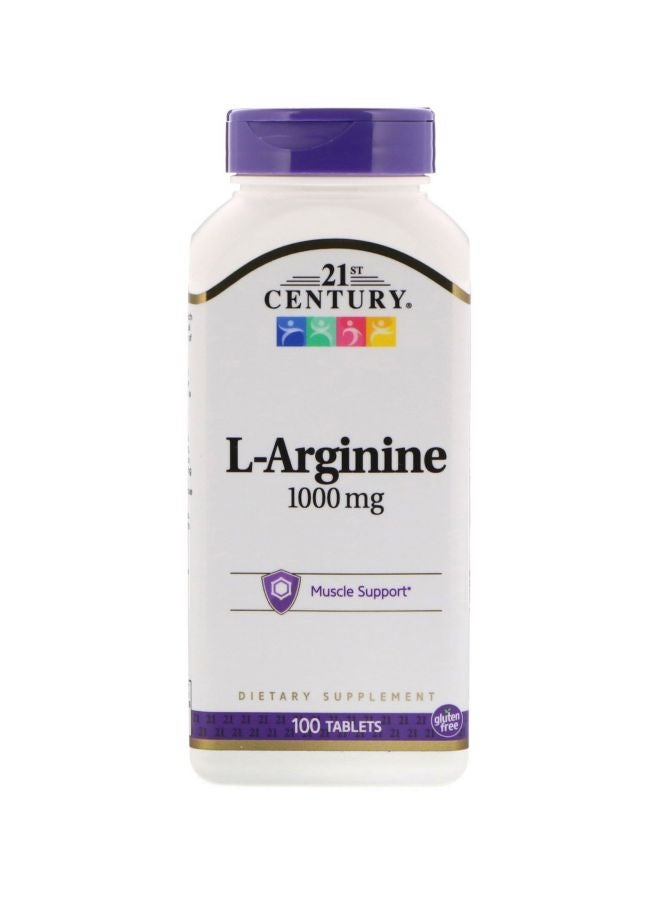 L-Arginine Dietary Supplement - 1000mg - 100 Tablets