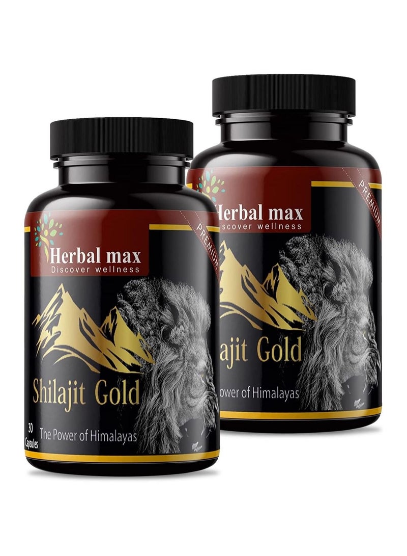 Herbal max Shilajit/Shilajeet Gold Pure Extract 800 mg, Pack of 2