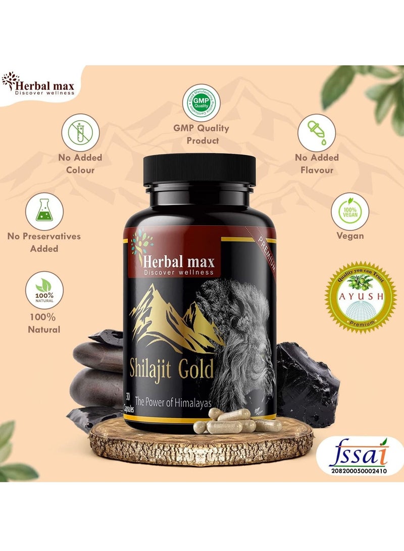 Herbal max Shilajit/Shilajeet Gold Pure Extract 800 mg, Pack of 2