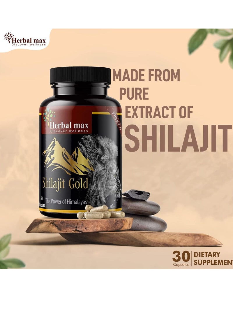 Herbal max Shilajit/Shilajeet Gold Pure Extract 800 mg, Pack of 2