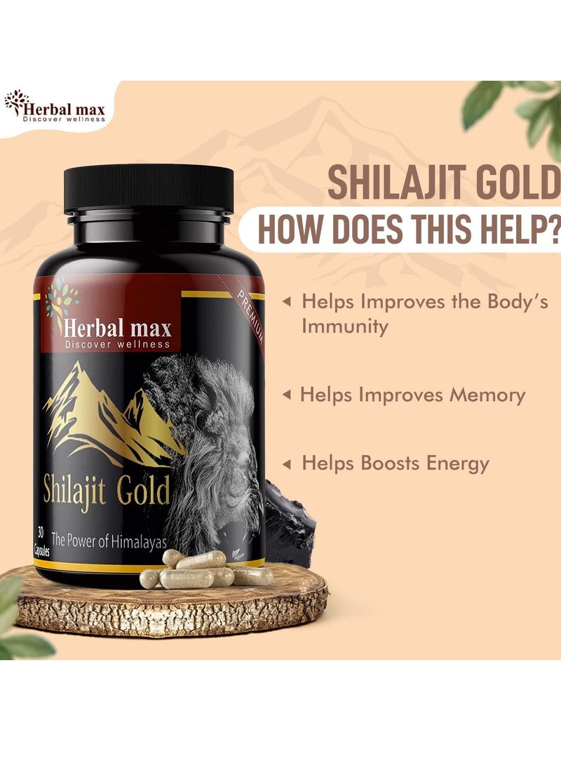 Herbal max Shilajit/Shilajeet Gold Pure Extract 800 mg, Pack of 2