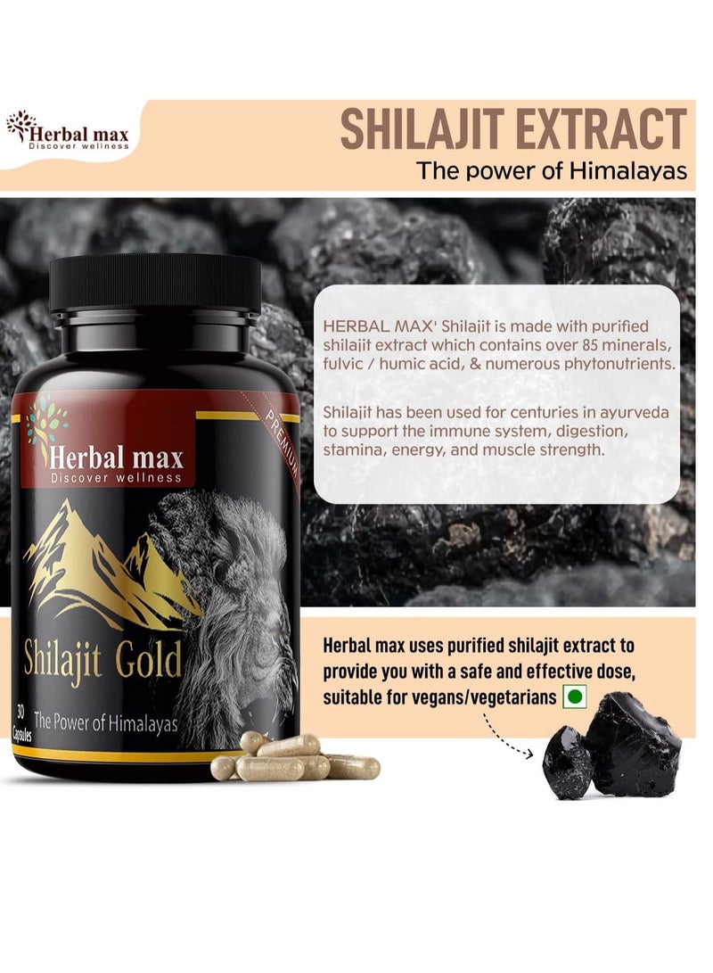 Herbal max Shilajit/Shilajeet Gold Pure Extract 800 mg, Pack of 2