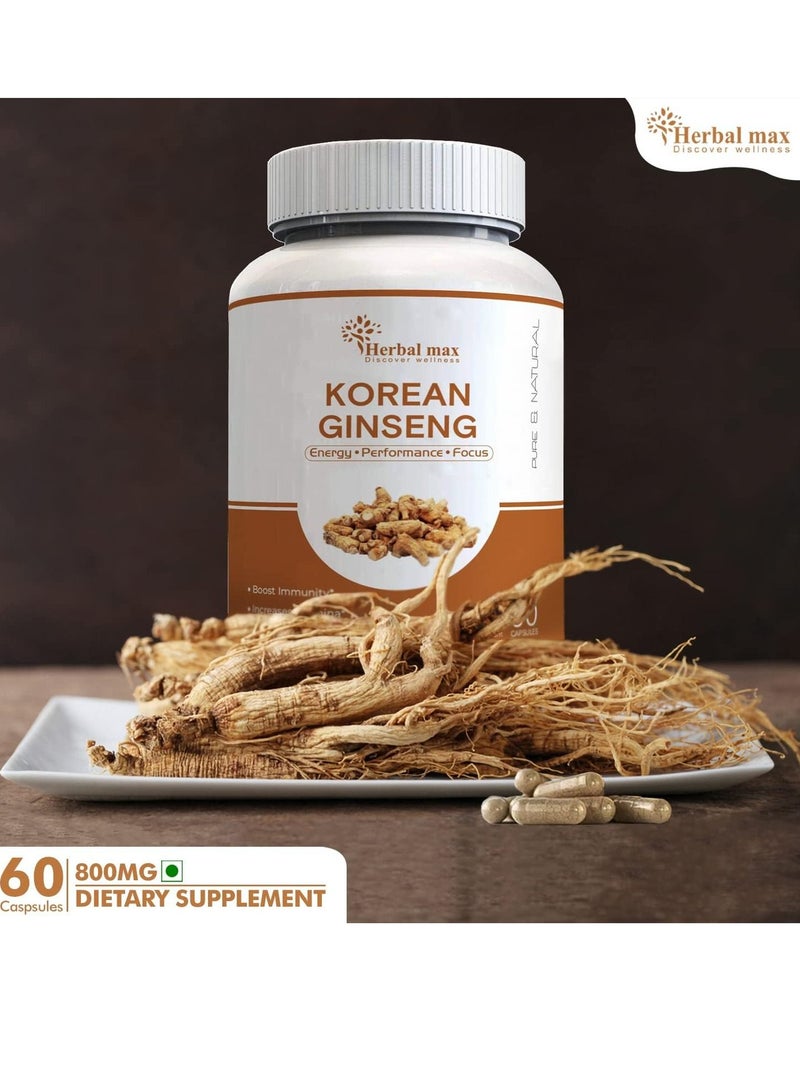 Herbal max Safed Musli Extract 800 mg 60 Capsule with Korean Ginseng Capsule combo