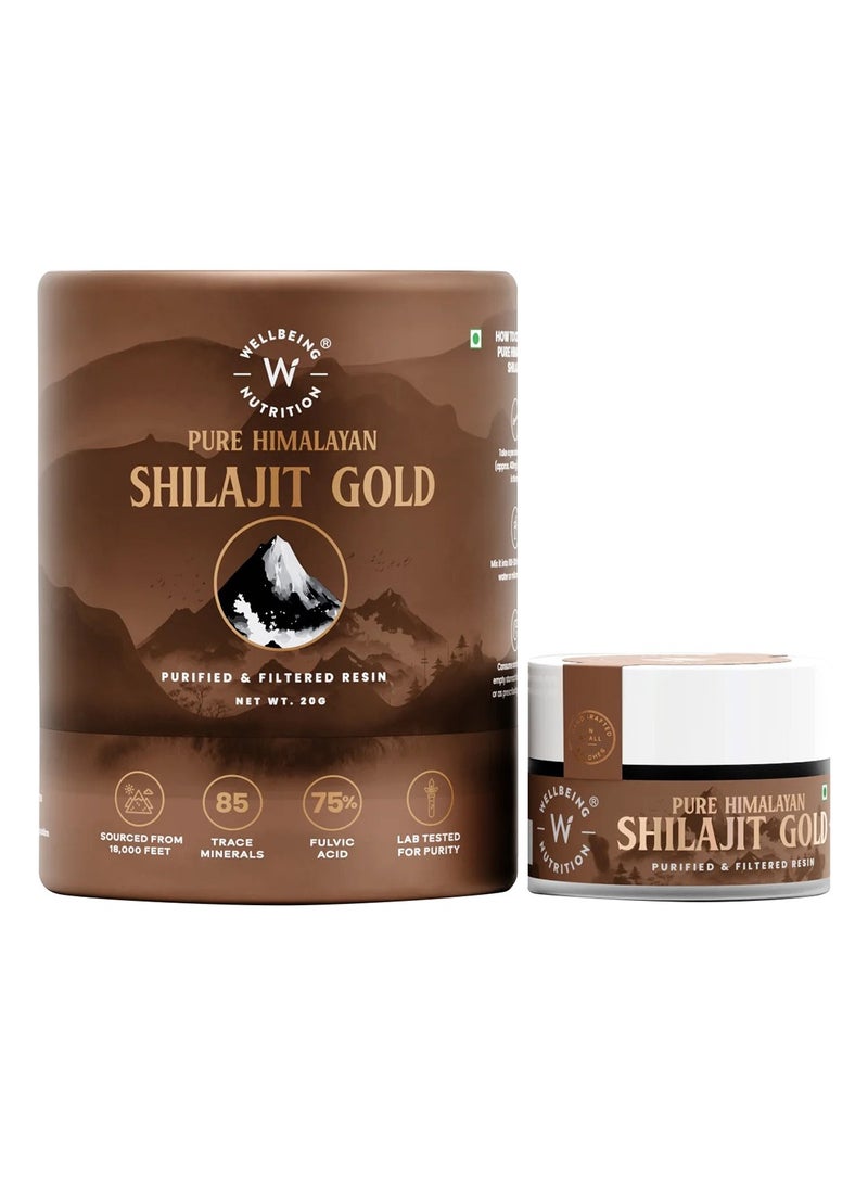 Shilajit Himalayan Gold Pure Resin With Ashwagandha Safed Moseli And Swarna Bhasma 24K Gold Leaf 20 Grams