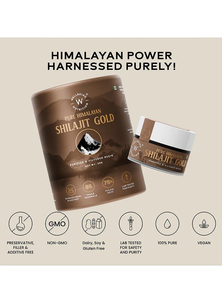 Shilajit Himalayan Gold Pure Resin With Ashwagandha Safed Moseli And Swarna Bhasma 24K Gold Leaf 20 Grams