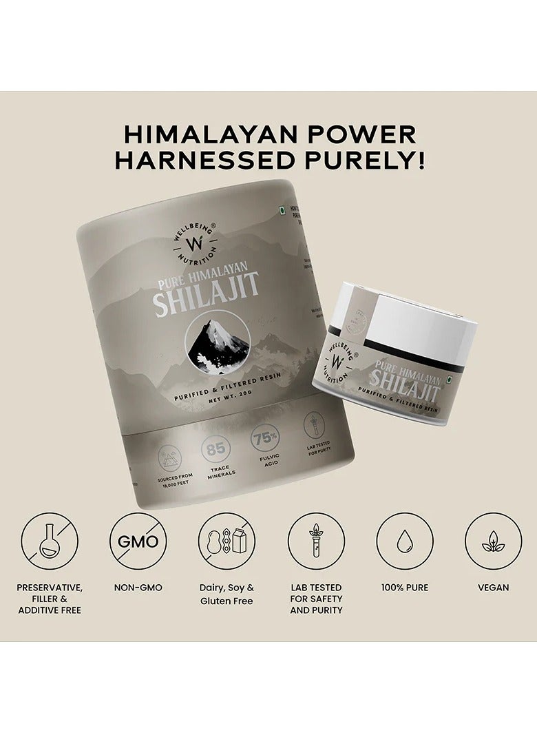 Pure And Natural Himalayan Shilajit Original Resin 20G With 75% Fulvic Acid And 85 Trace Minerals