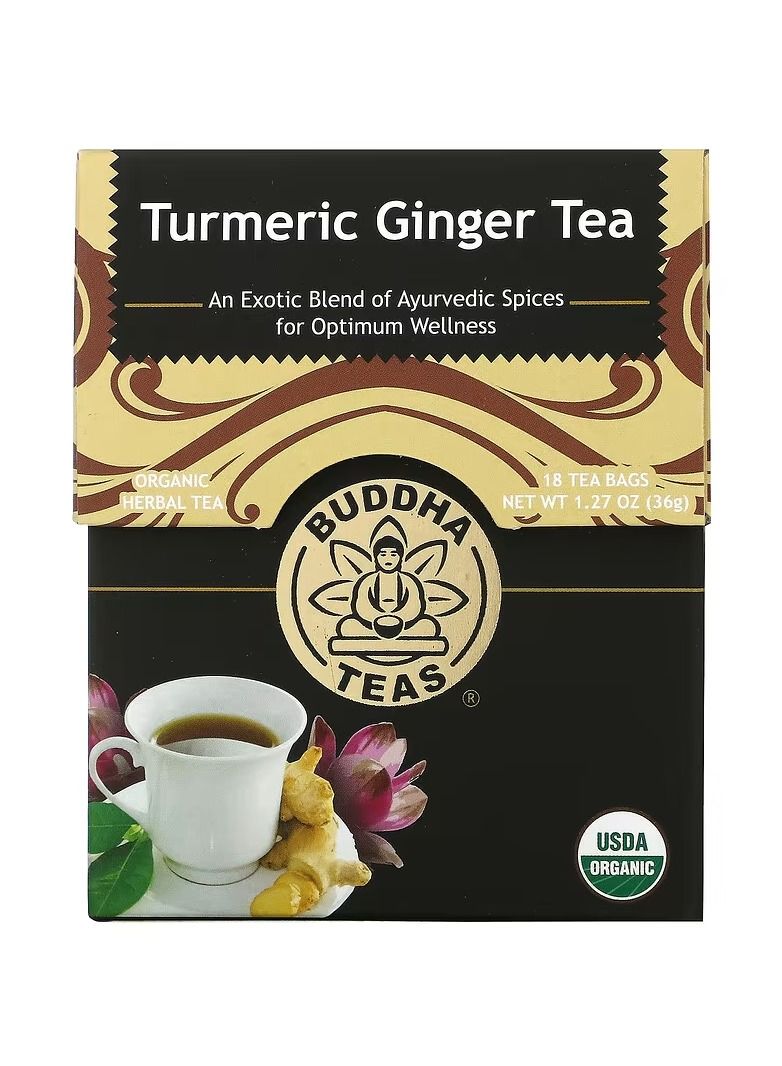 Buddha Teas Organic Herbal Tea Tumeric Ginger