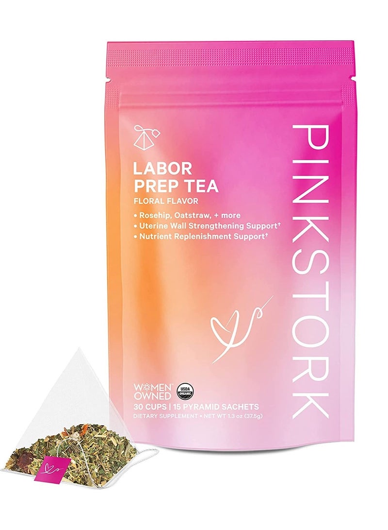 Labor prep tea floral red raspberry leaf tea 100% organic pregnancy must haves labor and delivery postpartum essentials hormone balance for women women owned 30 cups unsweetened