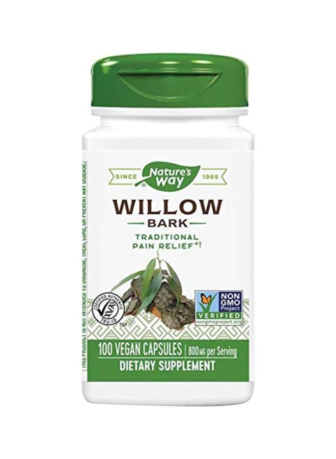 Pack Of 2 Willow Bark Pain Relief Dietary Supplement 800mg 100 Capsules