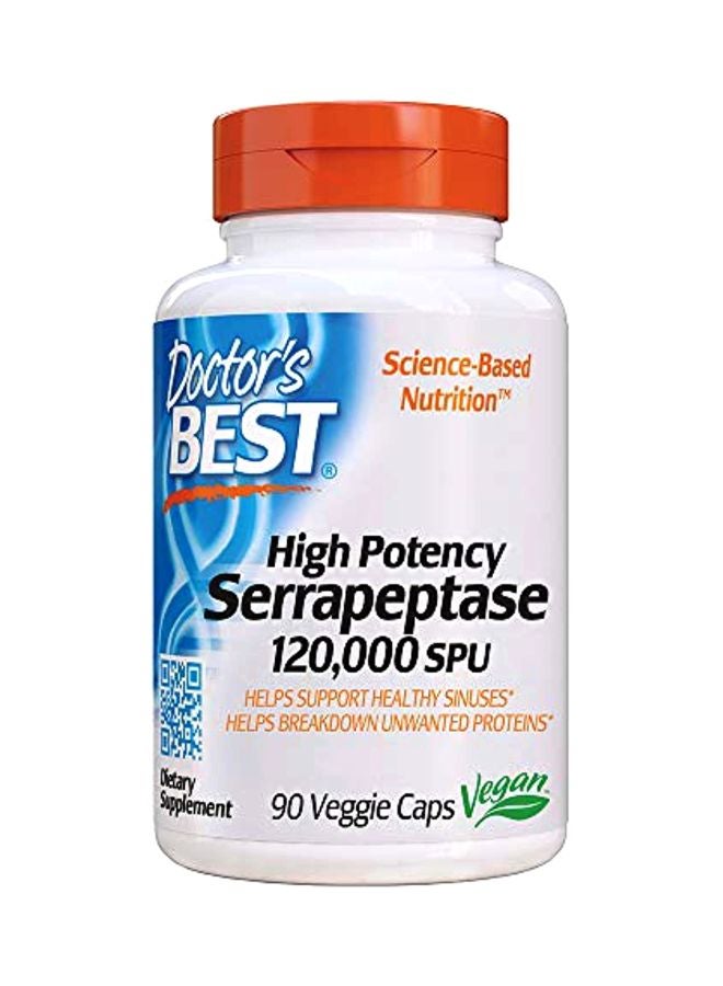 High Potency Serrapeptase Supplement - 90 Vegetarian Capsules