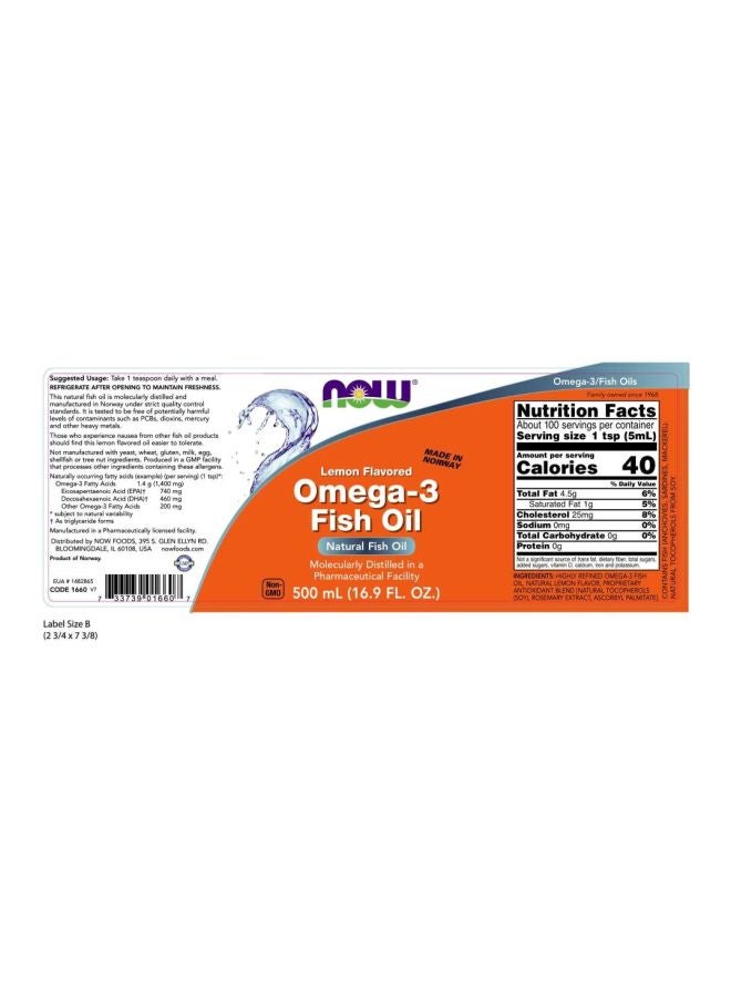 Lemon Flavored Omega3 Fish Oil