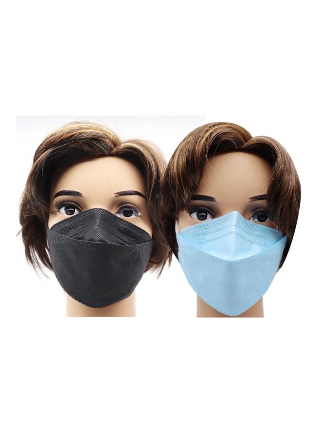 30-Piece KF94 Face Mask Sky Blue and Black For Adults Combo Pack