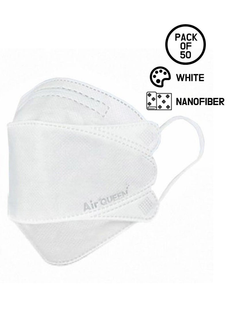 Pack Of 50 Pieces Nanofiber Filter Face Mask For Adults White