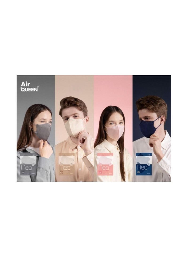 Air Queen NEO Nanofiber Filter Face Mask, Paper Light weight, 0.1µm Nanofiber Filter, Made in Korea (2masks/Sealed pack) x (5Packs) (Gray)