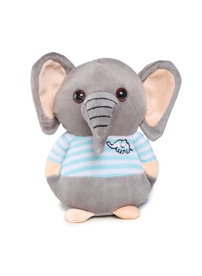 Soft Animal Plush Elephant Toy 20Cm Blue & Grey