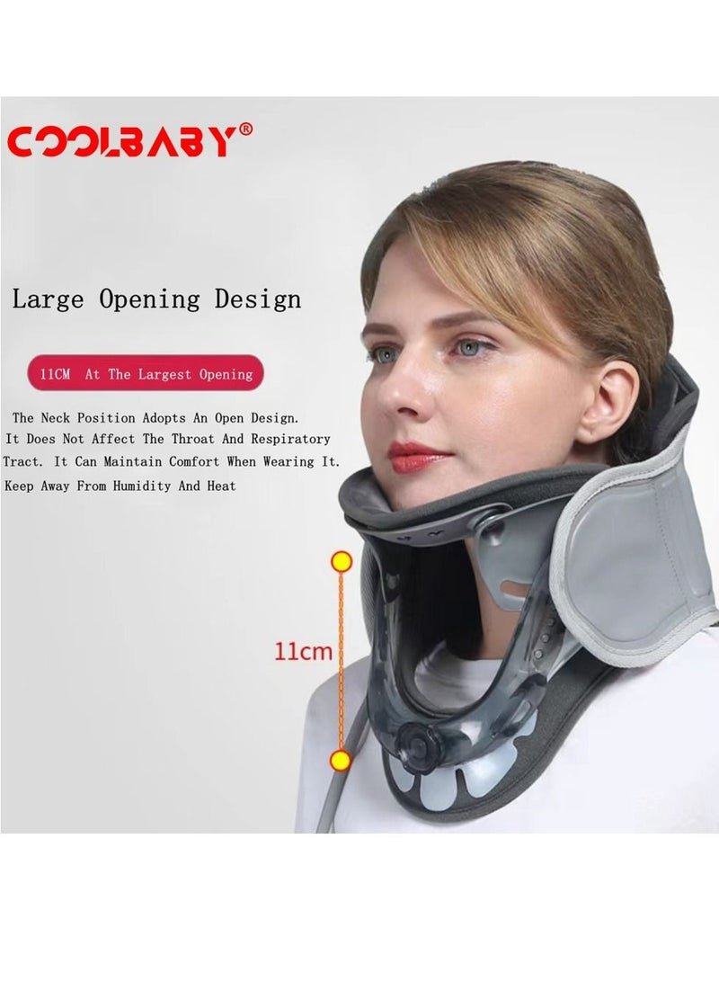 COOLBABY Cervical Tractor. Adjustable.Inflatable Home Neck Stretcher Collar for Spine Alignment And Decompression.Neck Pain.Shoulder Pain - Stiff Neck Support Brace