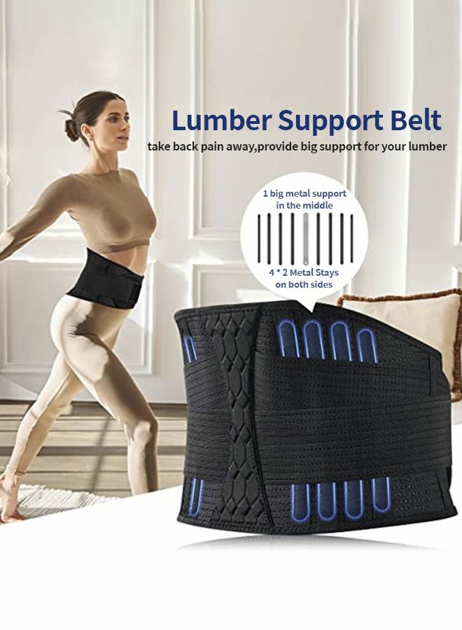 Sports Back Brace for Men and Women - Breathable Waist Lumbar Lower Back Support Belt for Sciatica, Herniated Disc, Scoliosis Back Pain Relief, Heavy lifting, with Dual Adjustable Straps